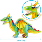 Drevnar rainbow dragon plush with horn and wings, side view with face close-up