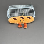 Baguette plush charm with smiling face and corduroy legs