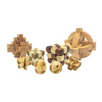 Assorted PicassoTiles wooden interlocking puzzles including ball and cube shapes