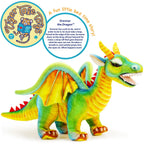 Drevnar the Dragon rainbow plush with story card graphic