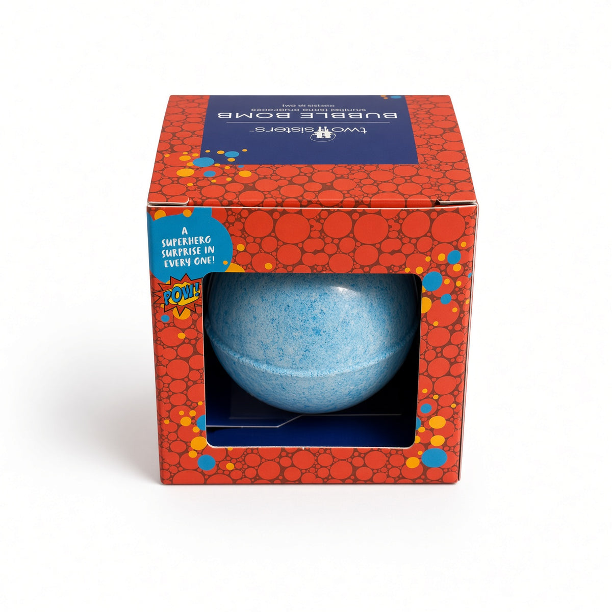 Two Sisters superhero surprise bubble bomb in its red gift box