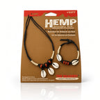The Beadery hemp jewelry kit with black cord and cowrie shell necklace and bracelet