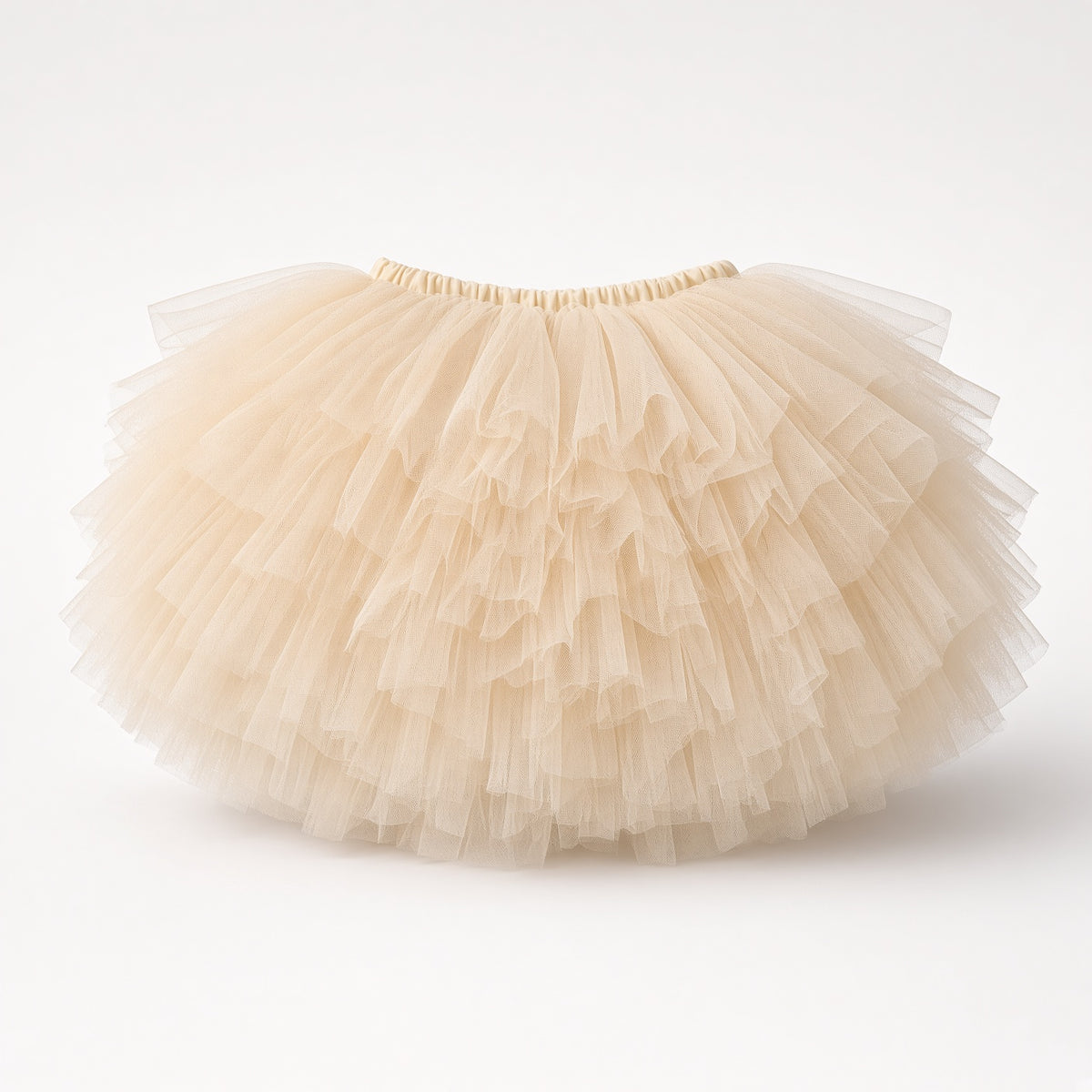 Light yellow layered tulle tutu skirt with elastic waistband