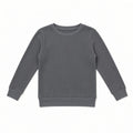Gray waffle knit kids long-sleeve crewneck shirt, flat front view