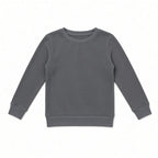 Gray waffle knit kids long-sleeve crewneck shirt, flat front view