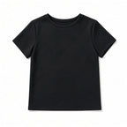 Black boys textured short-sleeve crewneck tee, front view