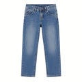 Boys light-blue straight leg jeans, front view