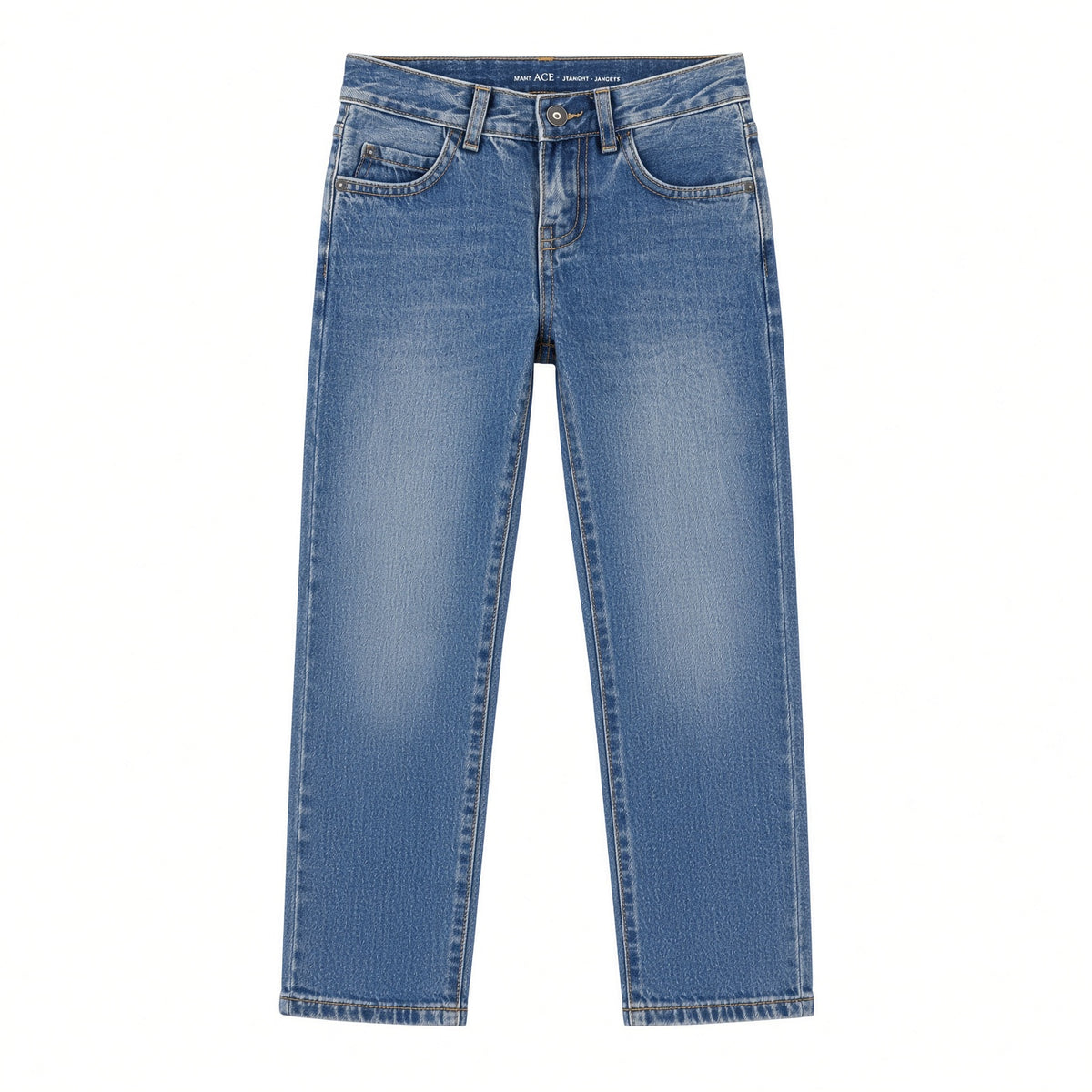 Boys light-blue straight leg jeans, front view